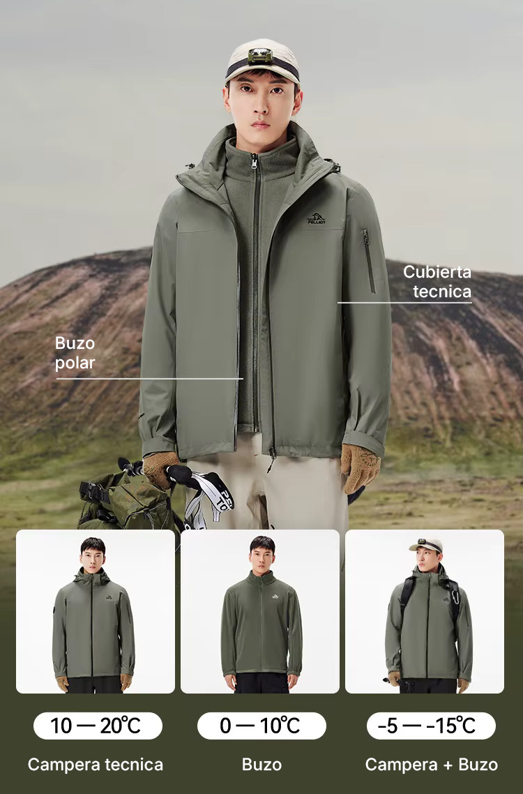 PELLIOT - Campera Impermeable 3 en 1