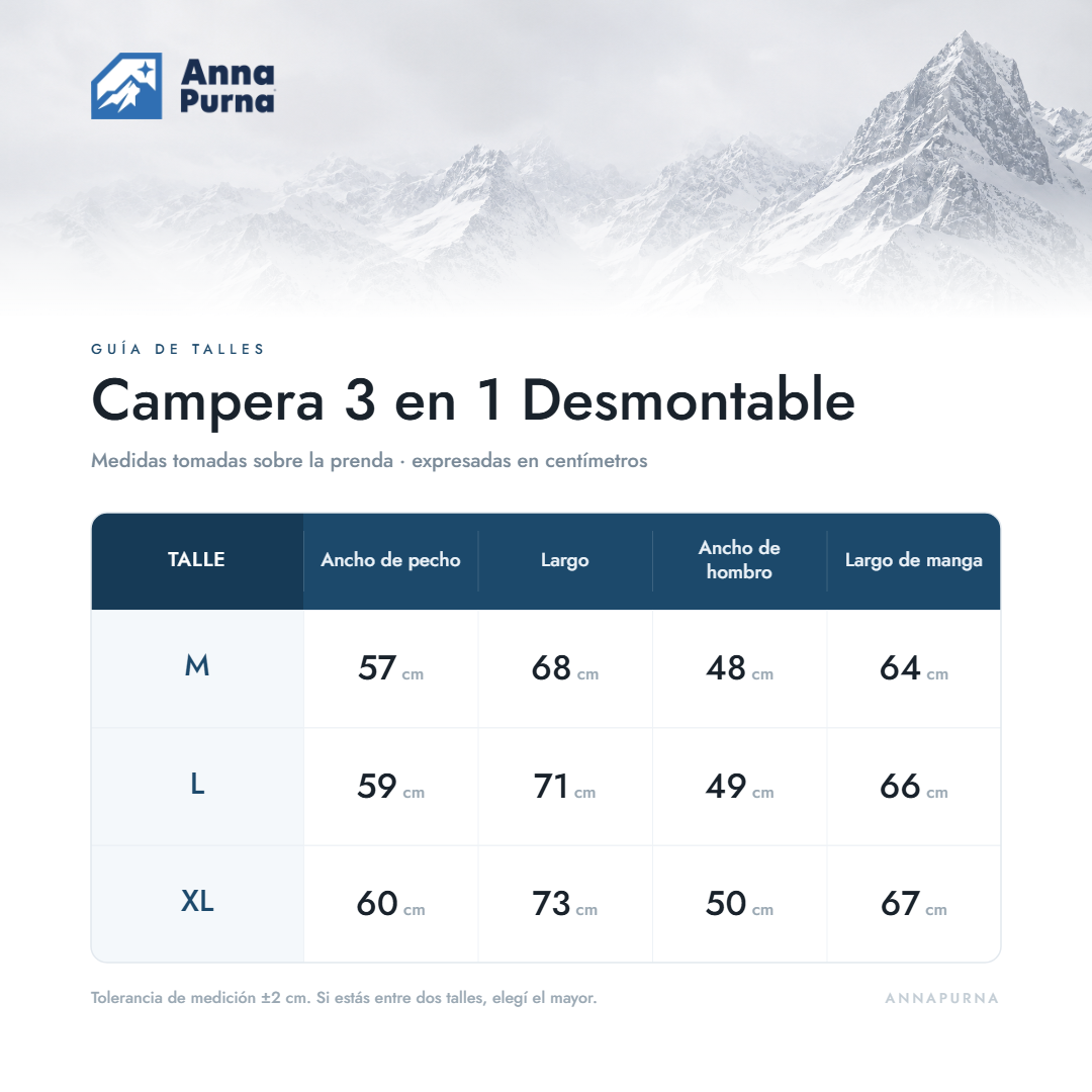 Campera 3 en 1: Impermeable 10.000mm + Polar Desmontable